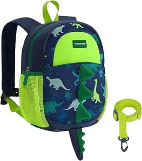 mommore Toddler Backpack for Girls and Boys Neoprene Bookbag with Leash 3D Cartoon Preschool Backpacks, Dinosaur