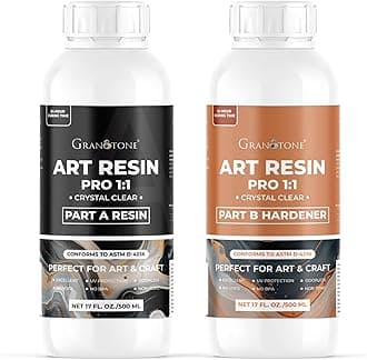 - Crystal Clear 1:1 Epoxy UV Resin and Hardener 1 Litre Liquid Art Kit Long Lasting Smooth Finish Non Toxic Easy to Use with Self Leveling Suitable for Jewellery and Keychain Making