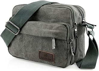 TM Men Vintage Crossbody Canvas Messenger Shoulder Bag Hiking Military Travel Satchel