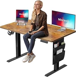 Marsail Standing Desk,Home Office Adjustable Heights Table,Stand Up Desk,63x24 Desktop Sit Stand Gaming Computer Deskfor Study,Writing with 4 Memory Presets,Headphone Hook,Cable Organizer,White