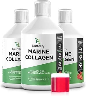 High Strength 10,000mg Liquid Marine Collagen Supplements for Women | Hydrolysed Collagen Pure Peptides Drink Infused Hyaluronic Acid | Vitamin C, D and Biotin - 3 Pack