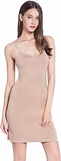 Full Slip For Women Under Dress Adjustable Spaghetti Strap Knee Length Slips Undergarment Nightwear