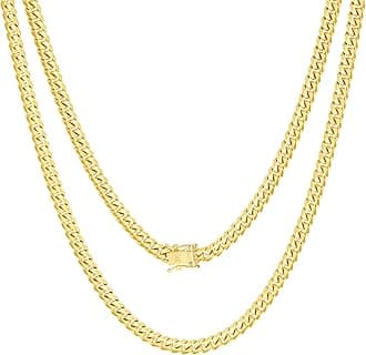 Nuragold 14k Real Yellow Gold Solid Miami Cuban Link 5mm Chain Necklace (16"-30") Italian Jewelry for Men