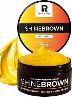 Shine Brown Tanning Accelerator Lotion - Indoor & Outdoor Fast Dark Tan Cream with Bronzer - Natural Botanical Oils for Face & Body - Water Resistant Formula - 7.1 Fl Oz Original