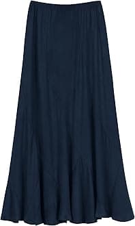 Women's Faux Suede Elastic Waist Midi Long Skirt A Line Women Flowy Fall Winter Skirts