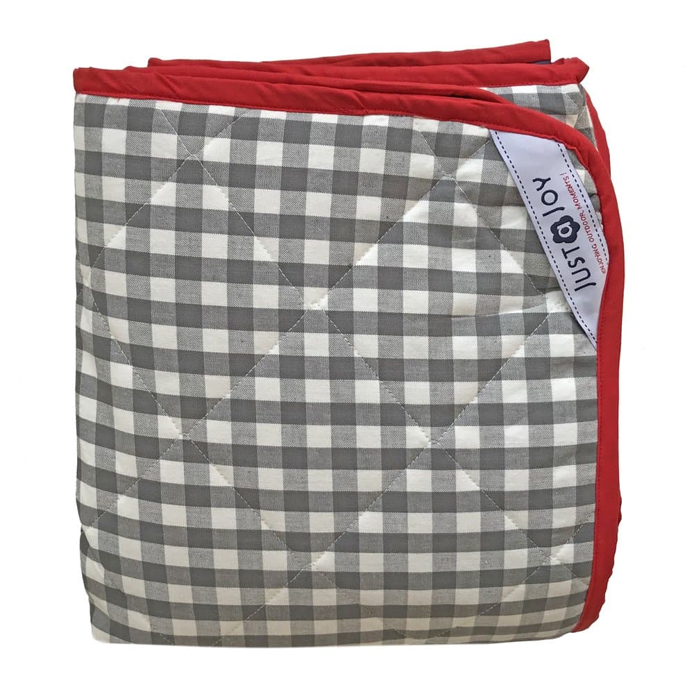 Extra Large Picnic Blanket - Grey Gingham - Padded
