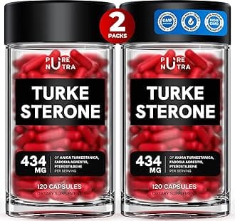 Organic Turkesterone Supplement for Men - Muscle Recovery & Growth with Organic Fadogia Agrestis, Pterostilbene, Ajuga Turkestanica | Complexed Turkesterone Powder | 240 Servings - 2 Packs