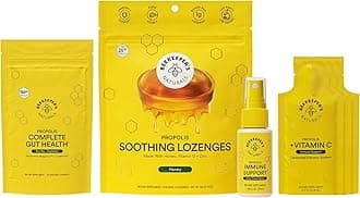 Beekeeper's Naturals Whole Health Starter Kit | Propolis Throat Spray - Soothing Honey Lozenges - Propolis & Vitamin C Liposomal Immune Support - Complete Gut Health