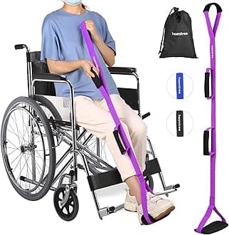 43 Inch Long Leg Lifter Strap with Padded Handgrips and Foot Loop,Rigid Leg Lifter for Hip&Knee Replacement Surgery Recovery,Mobility Aids Foot Lifter Easily Get in and Out of Bed,Car,Wheelchair