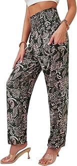 QIANXIZHAN Women's Harem Pants, High Waist Yoga Boho Trousers with Pockets
