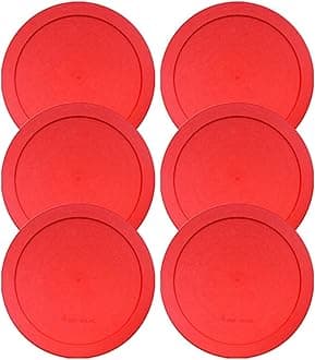 Lids for Pyrex and Anchor Round Glass Containers (2-Cups, Red-6 PACK)