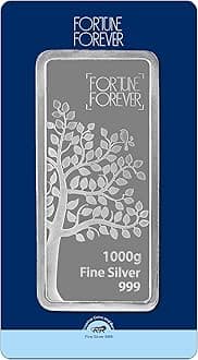 Fortune ForeverPure Silver BIS Hallmarked Bar/Lagdi with Tree Impression Perfect for Gifting Investment (999 Purity)