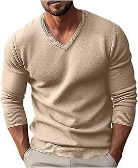 Sweaters for Men V Neck Sweater Slim Fit Comfortably Knitted Long Sleeve Casual Business Pullover Dress Sweater 2024