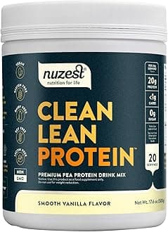 Pea Protein Powder - Clean Lean Protein, Premium Vegan Plant Based, Dairy Free, Gluten Free, GMO Free, Naturally Sweetened Protein Shake, Smooth Vanilla, 20 Servings, 1.1 lb