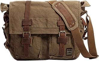 Berchirly Vintage Military Men Canvas Messenger Bag Satchel Travel Shoulder Bags For 13.3-17" Laptop