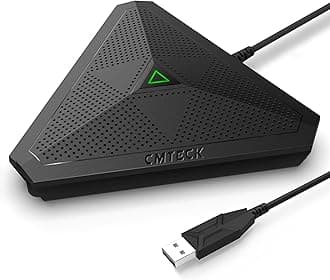 CMTECK Conference USB Microphone, Mute Button, Omnidirectional Condenser Boundary Mic for Recording, Streaming, Gaming, Skype (Windows/macOS)-Without Speaker