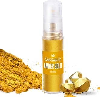 Edible Glitter Spray - 10g Edible Luster Dust Metallic Food Grade Coloring Glitter for Drinks, Cake Decorating, Baking - Edible Dust Powder Shimmer Dusting Powder for Icing,Chocolate,Candy(Amber Gold)