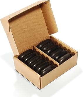 Master Massage 12-Piece Middle Sized Ovular Black Lava Hot Stone Massage Set –Medium Size Oval Stones 2.6" x 1.9" x 0.7" - Natural Basalt Stones for Spa, Salon, and Professional Massage Therapy