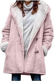 Womens Plus Size Winter Coats Warm Sherpa Fleece Lined Jackets Hooded Parka Faux Suede Pea Coat Outerwear 2024