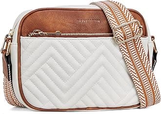 Quilted Crossbody Bags for Women Vegan Leather Purses Small Shoulder Handbags with Wide Strap