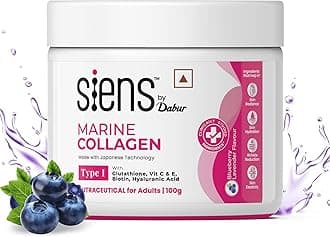 Siens By Dabur Hydrolyzed Marine Collagen-100g | Made with Japanese technology | Supplement for Women | For Skin Radiance & Hydration | Blueberry Lavender Flavour, Powder