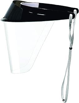 iVisor Plus Reusable Face Shield Kit, Full Face Protective Shield with Anti-Fog Coating and Cinch Cord, Adjustable to Comfortably Fit All Head Sizes, Satin Black