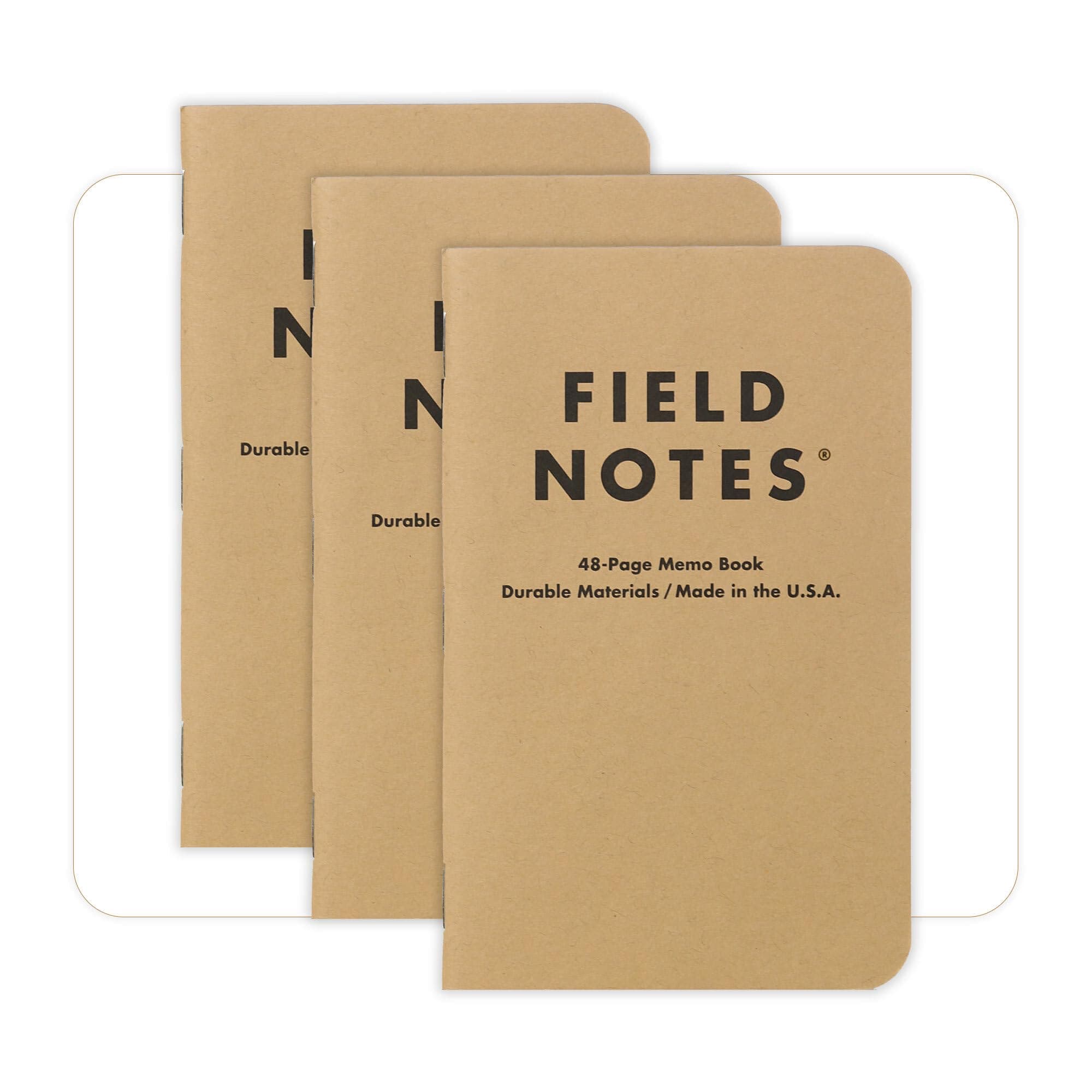 Field Notes: Original Kraft 3-Pack - Plain Paper Memo Books - Blank 48 Page Pocket Notebooks - 3.5" x 5.5"