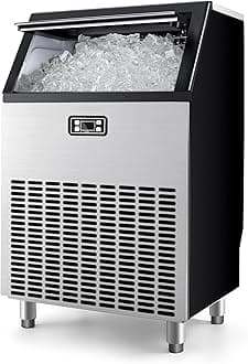 Commercial Ice Maker Machine, 200lbs Daily Output, Under Counter ice Machine with 65lbs Ice Storage Capacity, Perfect for Home/Bar/Restaurant/Outdoor Activities(Stainless Steel)