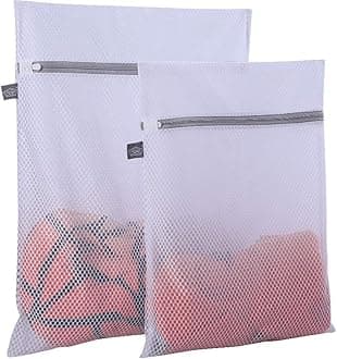Laundry Mesh Wash Bags, Lingerie Bags for Washing Delicates, Mesh Laundry Bags for Washing Machine, White Net, Grey Zipper, 1L & 1M