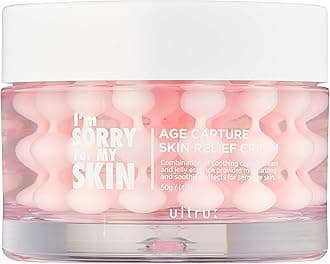 I'M SORRY FOR MY SKIN Age Capture Facial Cream, Korean Skin Care Moisturizer for Face and Neck with Hyaluronic Acid, Anti-Aging, Wrinkle Gel-Cream for Women (Pink - Skin Relief Cream, 1.76 oz)