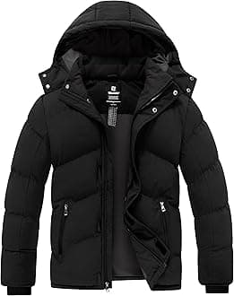 Men's Waterproof Winter Coat Warm Puffer Jacket with Removable Hood