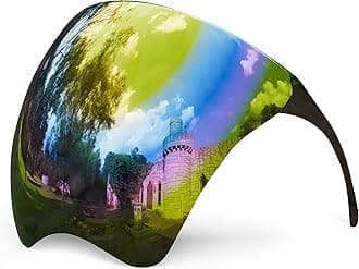 mayoken® Full Face Shield Sunglasses, Futuristic Wraparound Sun Protection Face Shield for Men & Women, Anti-Fog Mirror Glasses, Lightweight & Comfortable Gray-Gold Mirror