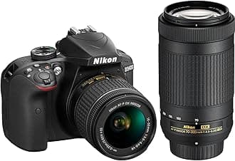 Nikon D3400 24.2MP DSLR Camera with AF-P 18-55 VR and 70-300m Lenses (1573B) - (Renewed)