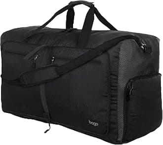 Bago Medium Duffle Bag for Travel Women & Men. Durable Lightweight Foldable Travel Duffel Bags For Traveling Women. 60L Duffle Bags For Overnight Bag With Shoe Compartment Collapsible Weekender duffel