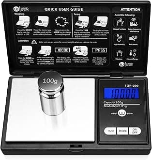 Weigh Gram 200g Digital Pocket Gram Scale 0.01g Accuracy, 200g x 0.01g Mini Digital Grams Scale, Small Food Scale, Jewelry Scale, Ounces Grains Scale With100g Calibration Weight