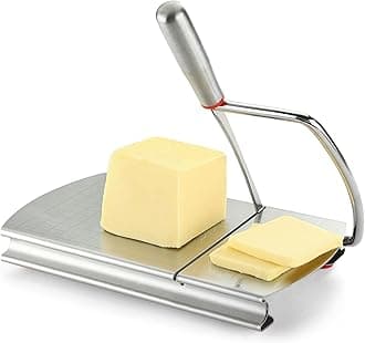 Cheese Slicer Cutter, Stainless Steel Cheese Cutter Board with Blade for Block Cheese, Vegetables, Butter, Sausages, Bread