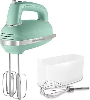Vintage-Style 5-Speed Electric Hand Mixer, Powerful 1.3 Amp DC Motor for Effortless Mixing & Consistent Speed in Thick Ingredients, Slow Start, Beaters and Whisk, Green (62601N)