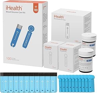 Blood Glucose Test Strips 100 Count, Lancets for Diabetes Management 100 Count, Compatible with iHealth Blood Glucose Monitor Only