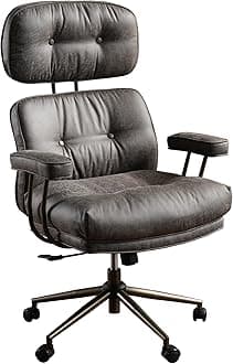 ovios Ergonomic Home Office Chair with Thickened Cushions (Dark Grey, Suede Leather)