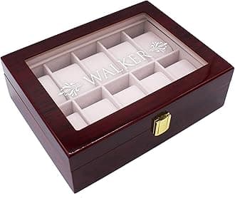 My Personal Memories Custom Personalized Watch Storage Box Glass Display Case for Men, Him, Husband - Engraved and Monogrammed (Premium Rosewood)