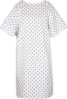 Linteum Textile Supply Medical Exam Hospital Classic Twill Patient Gown White w/Blue Snowflake One Size Fits All (4-Piece)