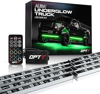 Aura Aluminum Underglow LED Lighting Kit for Truck with Remote Control, Exterior Neon Accent Underbody Light Bar, RGB Multicolor Under Car Decorations, Waterproof, Soundsync, Door Assist, 12V