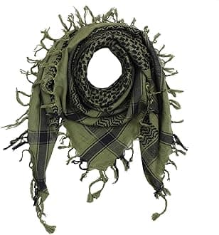 Freak Scene Kufiya - green-olive green - black - 40x40 inch - Shemagh - Arafa...