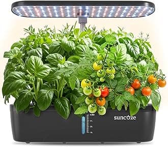 Hydroponics Growing System Kit 12 Pods, Indoor herb Garden with 20W LED Grow Light, Visible Water Tank with Pump, 2.2"-12.4" Adjustable Height Indoor Gardening System, Gardening Gifts, Black