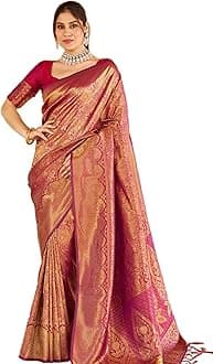 SWORNOFWomens Kanjivaram Soft Silk Saree Patola saree With Blouse Piece