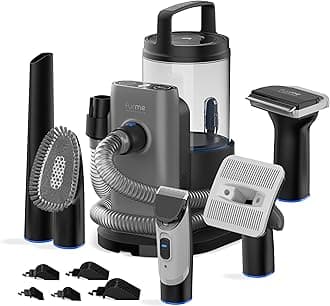 - FURME Professional Plus Pet Grooming Vacuum Kit - Cat & Dog Grooming Kit for Easy Pet Care at Home, Quiet & Safe Dog Hair Remover Machine with Brush, Clipper, Shedding & Cleaner Tools & 2L Canister