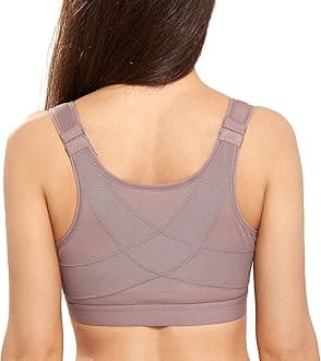 DELIMIRAWomen's Full Coverage Front Closure Wire Free Back Support Posture Bra