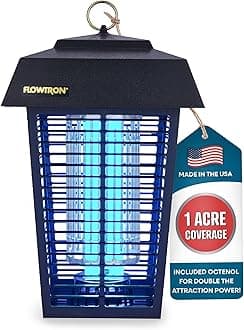 Flowtron Electric Bug Zapper 1 Acre Outdoor Insect Control with Dual Lure Method, 40W UV Light & Octenol Attractant for Fly & Mosquito, 5600V Kill Grid, Made in USA, UL Certified