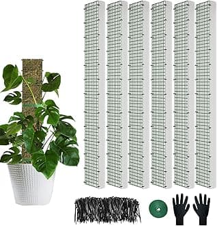 60"/40"/24" Metal Moss Pole, D Shape Sphagnum Moss Pole, Moss Poles for Climbing Plants, Monstera, Indoor Climbing Plants (6Pcs 40")