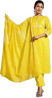 MIRCHI FASHIONPlus Size Women's Straight Fit Cotton Printed Kurta Set with Dupatta and Trouser